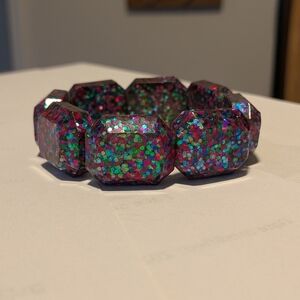 Multicolor Chunky Glitter Stretch Bracelet